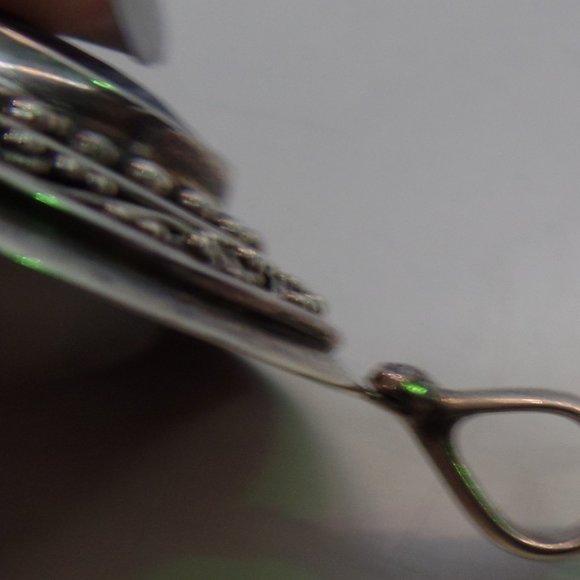 Samuel B Stamped 9.25 Sterling BJC Caviar Detailing Bold Pendant Blue Stone - Picture 11 of 12